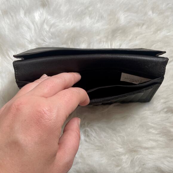 Bottega Veneta Intrecciato Bi-fold Woven Long Dark Brown Vertical Wallet - Picture 13 of 16